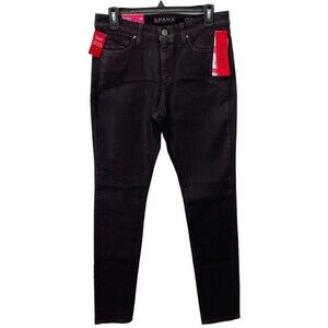 NWT SPANX 5 Pocket Slim-X Skinny Faux‎ Leather Wax Coated Jeans Size 29